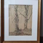 R Nibes 1959 Tekening achter glas, passe-partout, vergulde l, Antiek en Kunst, Ophalen