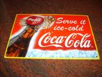 Coca Cola emaille plaat 20 x 30 cm reclamebord zwaar bord, Verzamelen, Ophalen, Zo goed als nieuw, Reclamebord