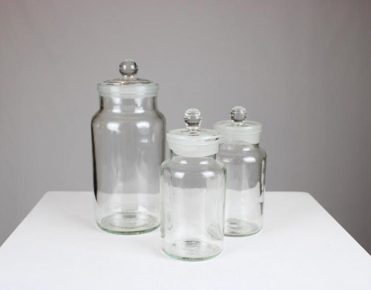 3 glazen apothekerflessen, Antiek en Kunst, Curiosa en Brocante, Ophalen of Verzenden