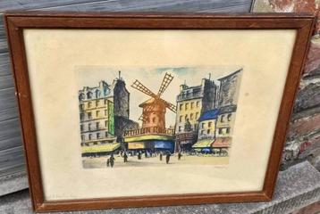 Gravure paris moulin rouge signe beschikbaar voor biedingen