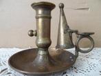Antieke kandelaar met dover blaker kamerkandelaar messing, Antiek en Kunst, Ophalen of Verzenden, Overige materialen