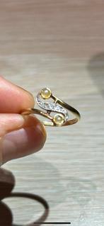 Bague ancienne ( année 30/40) sertie diamants, Ophalen, Met edelsteen, Geel, Dame