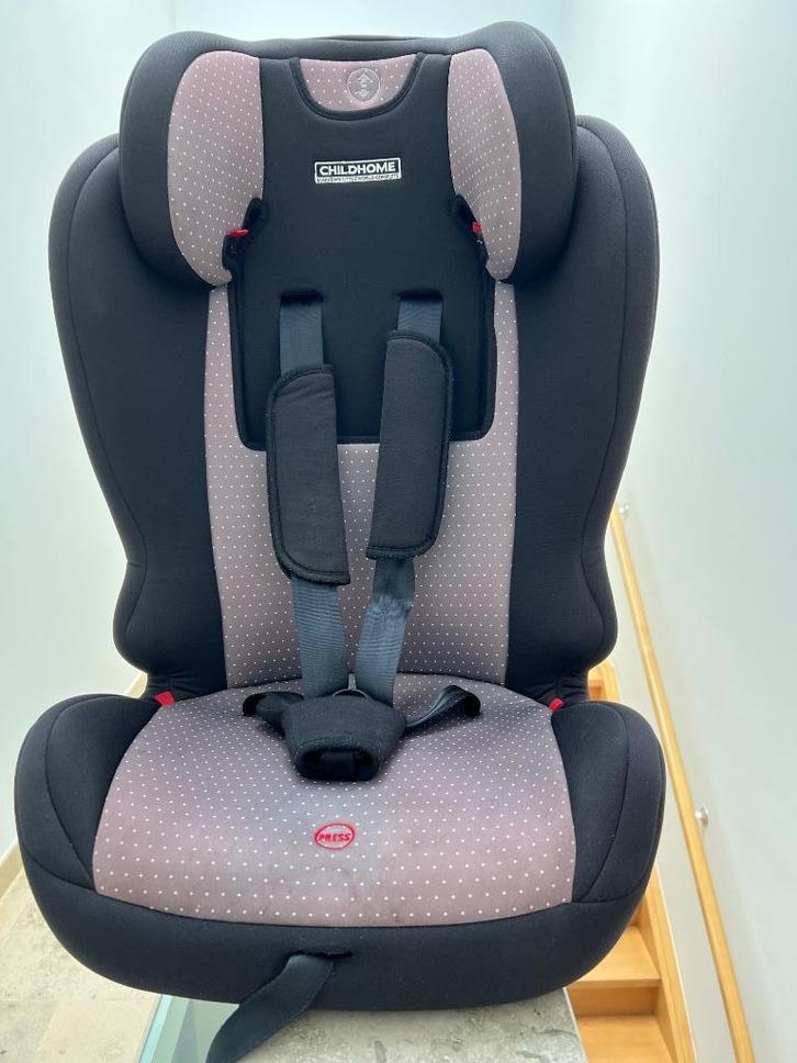 Isofix-autostoel CHIDHOME zwarte stof, grijs en witte bollen, Kinderen en Baby's, Autostoeltjes, Gebruikt, Overige merken, 9 t/m 36 kg