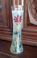 Vase 22cm givre acide émaillé décor peint main art nouveau, Antiek en Kunst, Ophalen of Verzenden