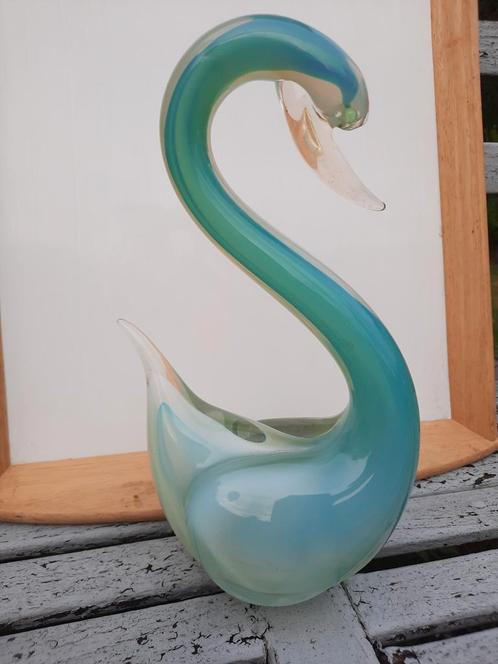 murano zwaan glas blauw groen zgst, Antiek en Kunst, Kunst | Designobjecten, Ophalen of Verzenden