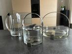 Set moderne glazen serveerkan/ijsemmer/fruitschaal, Ophalen, Overige typen, Overige stijlen, Glas