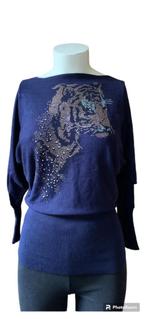 Trui met strass steentjes, Maat M/L, Ophalen of Verzenden, Zo goed als nieuw, Maat 38/40 (M), Blauw