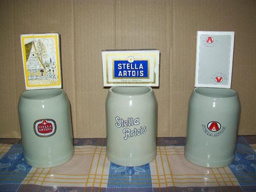 Stella Artois - Bierpot - Speelkaarten Bierglas Glas - Bière, Verzamelen, Biermerken, Zo goed als nieuw, Glas of Glazen, Stella Artois