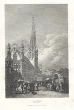 1820 - Brussel stadhuis / maison de ville de Bruxelles, Antiek en Kunst, Kunst | Litho's en Zeefdrukken, Ophalen of Verzenden