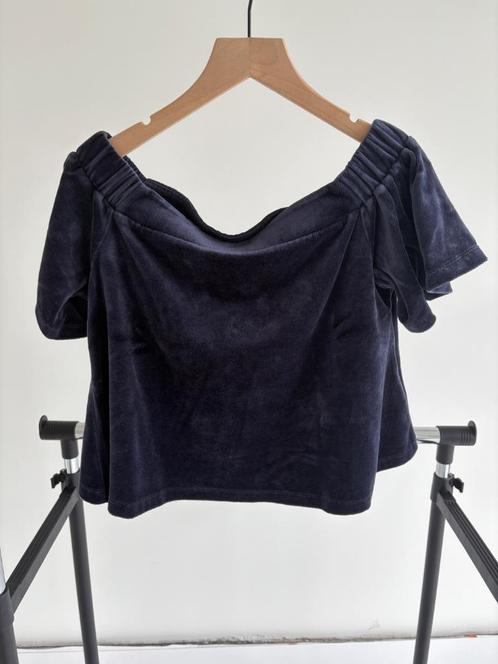 Juicy Couture off the shoulder top velours - donkerblauw, Kleding | Dames, Topjes, Zo goed als nieuw, Maat 34 (XS) of kleiner