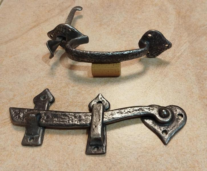 Vintage deurslot, hardware, poortgreep, Antiek en Kunst, Curiosa en Brocante, Ophalen