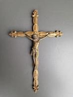 vintage metalen kruis met Jezusfiguur, Antiek en Kunst, Ophalen of Verzenden