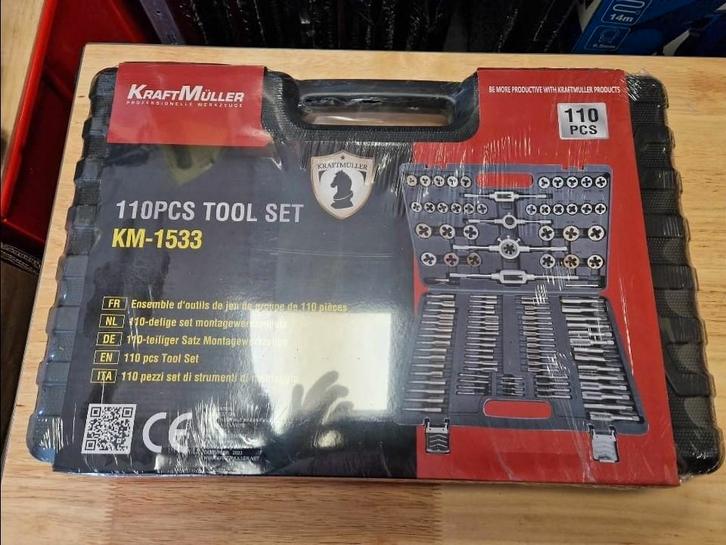 Coffret tarauds et filières 110 pièces Kraftmuller, Autos : Divers, Outils de voiture, Neuf, Enlèvement
