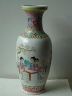 oude Chinese vaas kalligrafie famille rose handpainted decor, Antiek en Kunst, Ophalen of Verzenden