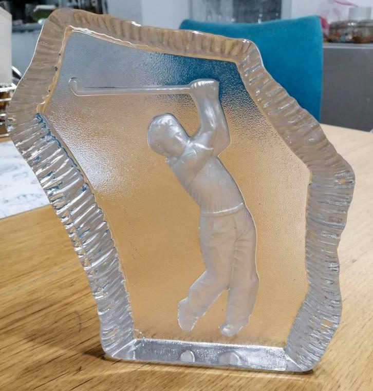 Trophée en verre golf, Collections, Collections Autre, Comme neuf, Enlèvement ou Envoi