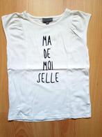 T-shirt blanc avec inscription « Mademoiselle » - taille 128, Comme neuf, Fille, Chemise ou À manches longues, Enlèvement ou Envoi