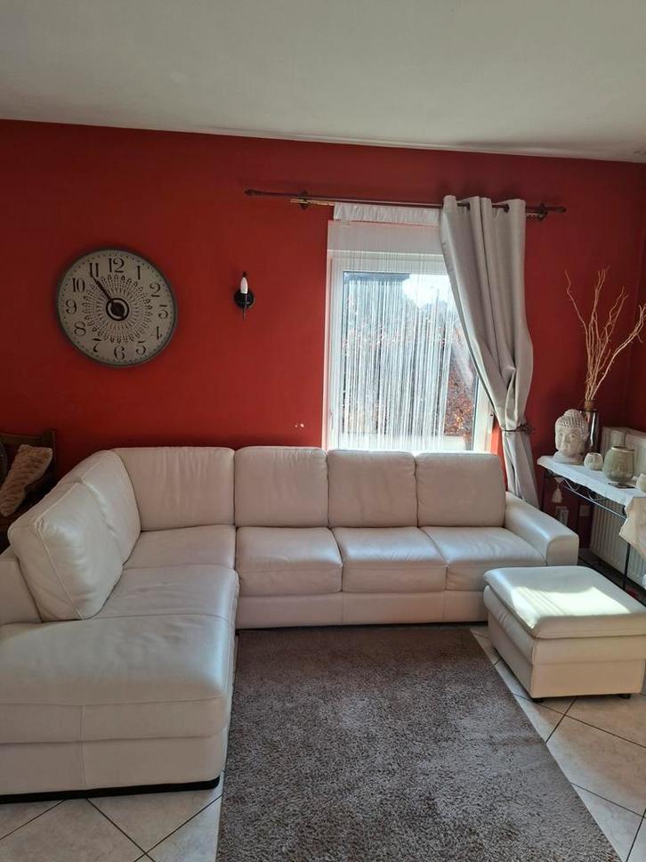 Salon d'angle en cuir blanc, Maison & Meubles, Canapés | Coins salons complets, Comme neuf, Cuir, Enlèvement