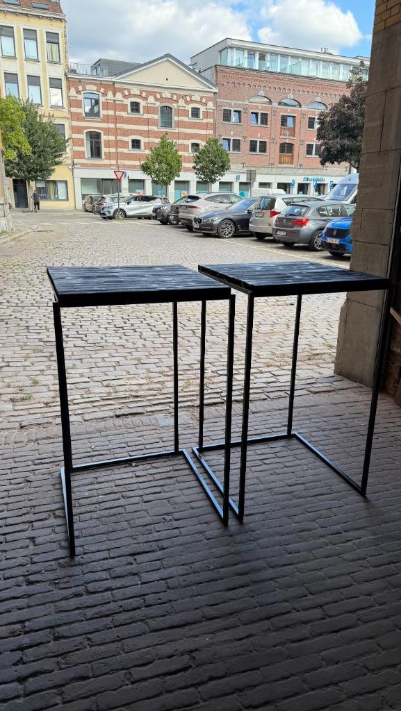 Wabi sabi-style sta-tafels (zwart) 2 stuks, Huis en Inrichting, Tafels | Statafels, Zo goed als nieuw, Ophalen