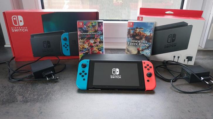 SET Nintendo Switch + 2 games, Games en Spelcomputers, Spelcomputers | Nintendo Switch, Zo goed als nieuw, Switch Original, Met games