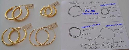 Grandes (2 à 3 cm) créoles plaqué or simples NEUVES, Handtassen en Accessoires, Oorbellen, Nieuw, Knopjes of Stekers, Overige materialen