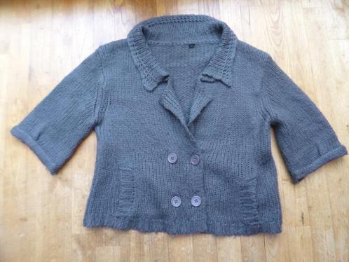 Gilet - vest - grijs - gebreid. Maat 3 (M)., Kleding | Dames, Truien en Vesten, Gedragen, Maat 38/40 (M), Grijs, Ophalen