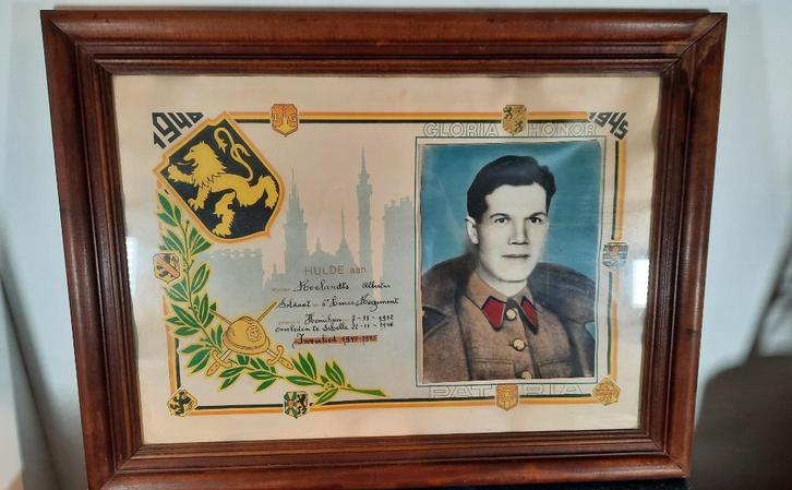 Hulde oorkonde WO2 6e Linie regiment (Schelle/Hemiksem), Verzamelen, Militaria | Tweede Wereldoorlog, Foto of Poster, Ophalen of Verzenden