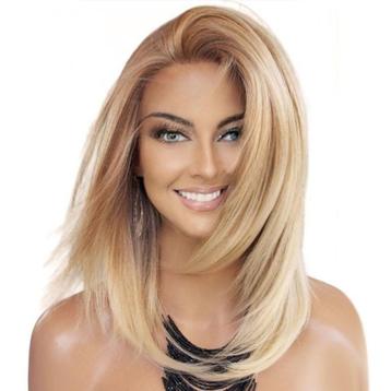 Lace pruik schouderlang steil haar model Reese T27-613 beschikbaar voor biedingen