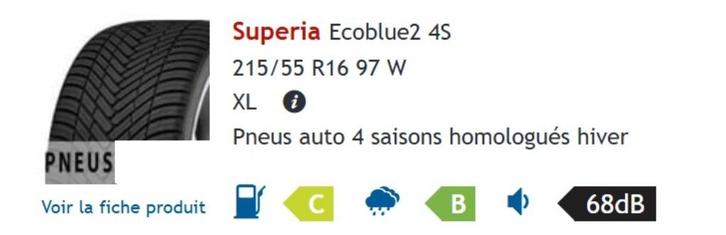 2x Pneus 215/55 R16 97 W XL NEIGE / 4 SAISONS, Auto-onderdelen, Banden en Velgen, Band(en), All Season, 16 inch, 215 mm, Nieuw