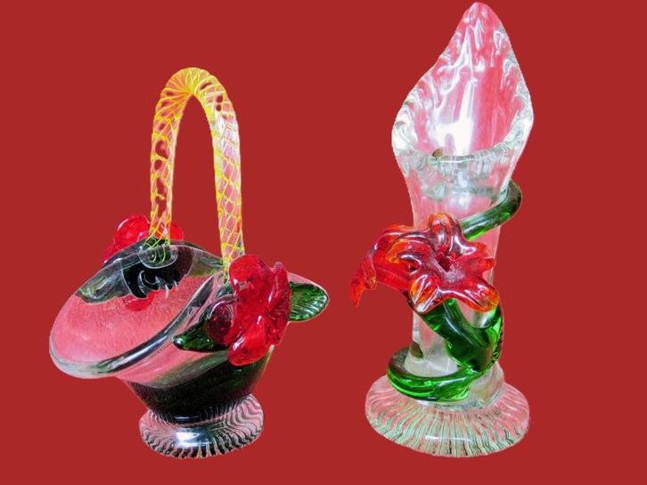 Murano duo mooie bonbonnière + bloemvaas., Antiek en Kunst, Antiek | Vazen, Ophalen