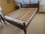 Dubbel bed met lattenbodem, Huis en Inrichting, Ophalen, Gebruikt, Bruin, Tweepersoons