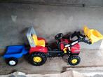 Rode speelgoedtractor + blauwe kar, Ophalen, Gebruikt