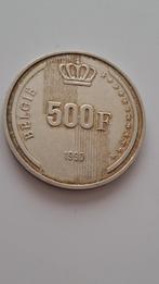 Herdenkingsmunt 500 fr 1990 Boudewijn, Timbres & Monnaies, Monnaies | Belgique, Argent, Enlèvement ou Envoi, Argent