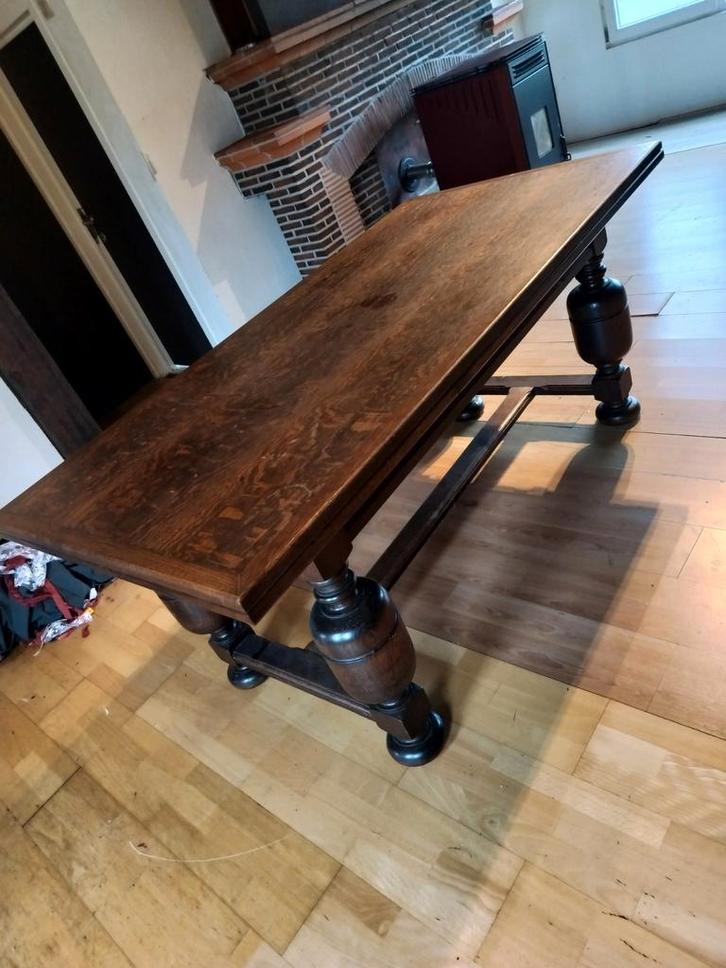 Eikenhouten uitschuifbare tafel, Antiquités & Art, Antiquités | Meubles | Tables, Enlèvement ou Envoi