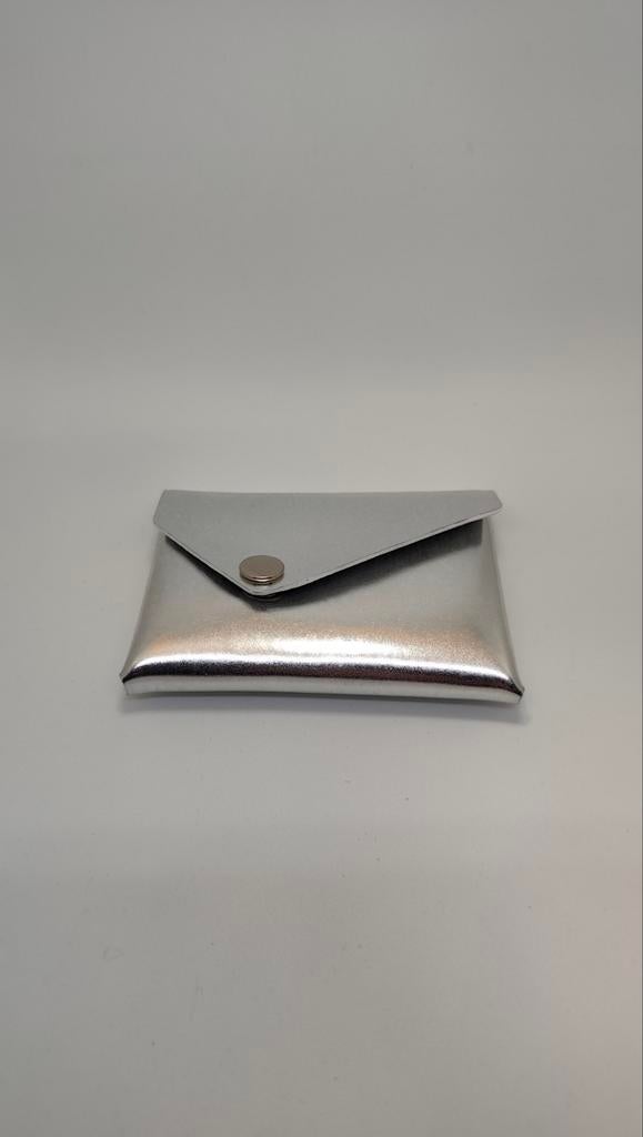 Handgemaakte Italiaanse lederen portemonnee, Metallic Zilver, Handtassen en Accessoires, Portemonnees, Leder, Ophalen of Verzenden