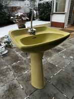 Vintage retro groene wastafel lavabo, Doe-het-zelf en Bouw, Sanitair, Ophalen, Zo goed als nieuw, Wastafel