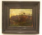 huile sur panneau paysage signe paul mathieu, Antiek en Kunst, Ophalen of Verzenden