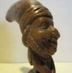Antieke bronzen bel met houten hoofd Jan Klaassen, Verzenden