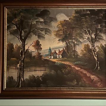 schilderij  op de buiten en pentekening beschikbaar voor biedingen