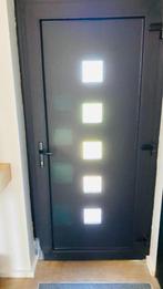 Zwarte buitendeur met lichtinval, Comme neuf, Métal, Porte extérieure, 200 à 215 cm