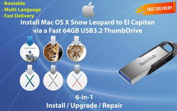 Installeer Mac OS X 10.6.3-10.11.6 via 64GB USB-Stick!! OSX beschikbaar voor biedingen