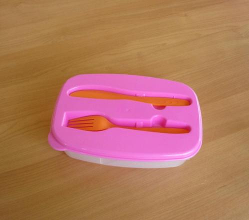 Fuchsia roze brooddoos boterhamdoos lunchbox oranje bestek, Maison & Meubles, Cuisine| Tupperware, Orange, Enlèvement ou Envoi