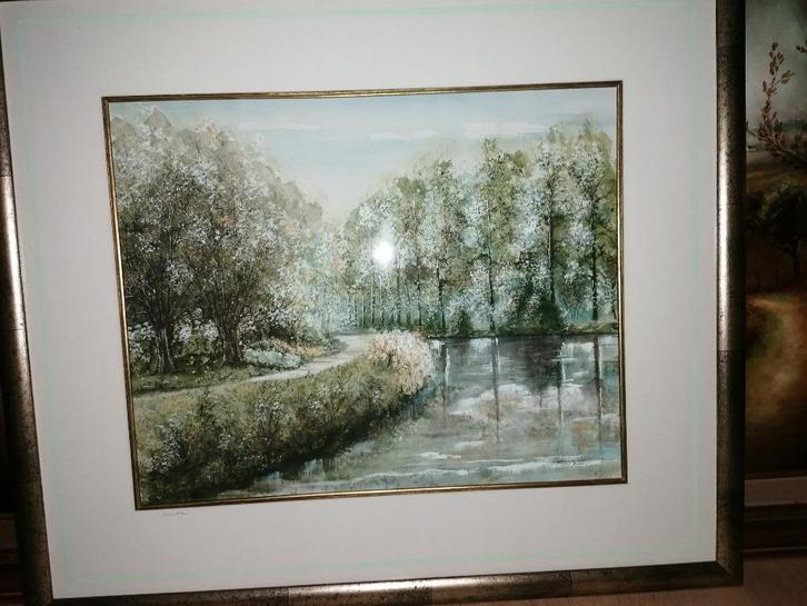 Schilderij Lea Vanderstreaten De Leie te Deurle in de winter, Antiek en Kunst, Kunst | Schilderijen | Klassiek, Ophalen