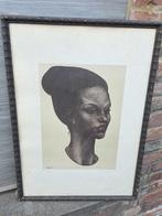 lithographie portrait de femme signe calisto peretti, Ophalen of Verzenden