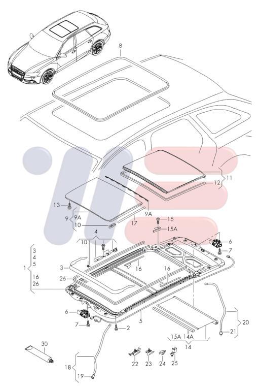 Panoramadak revisie Audi A6 C7 ('12-'18) 4G9877049, Auto-onderdelen, Carrosserie, Audi, Gebruikt, Ophalen