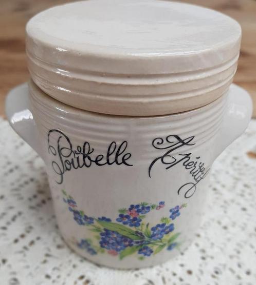 Kleine Franse gres Poubelle Aperitif met vergeet me nietjes, Antiek en Kunst, Curiosa en Brocante, Ophalen of Verzenden