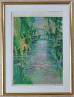 CAMILLE HILAIRE / PONT A GIVERNY / KLEURLITHO / 86x65cm KAD, Antiek en Kunst, Ophalen