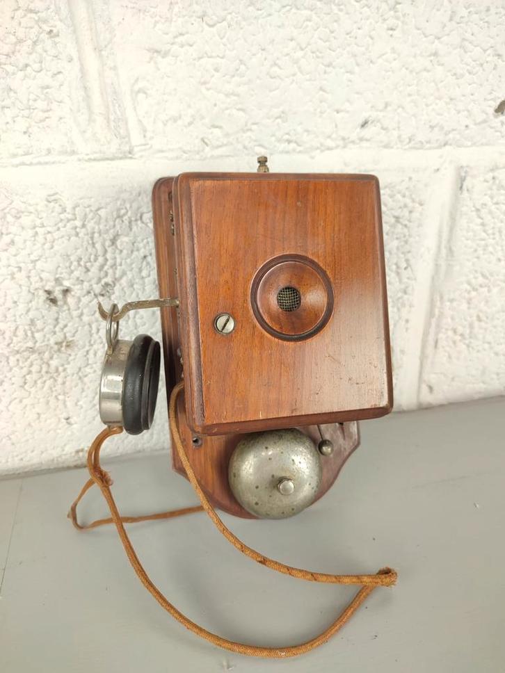 Antieke houten wandtelefoon, Antiek en Kunst, Antiek | Kantoor en Zakelijk, Ophalen of Verzenden