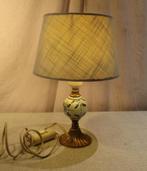 Belle lampe de table ancienne en cuivre et céramique - 30 cm, Enlèvement ou Envoi