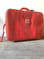 Rode Vintage Valies, Handtassen en Accessoires, Koffers, Gebruikt, Minder dan 35 cm, Zacht kunststof, Wieltjes