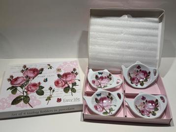 Easy life porseleinen theezakjeshouderset (4 stuks) beschikbaar voor biedingen